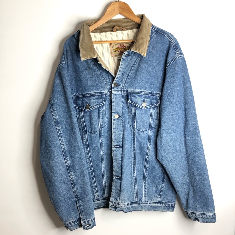 VTG The Territory Ahead Denim trucker jean Jacket 90’s SZ XXL. CC1